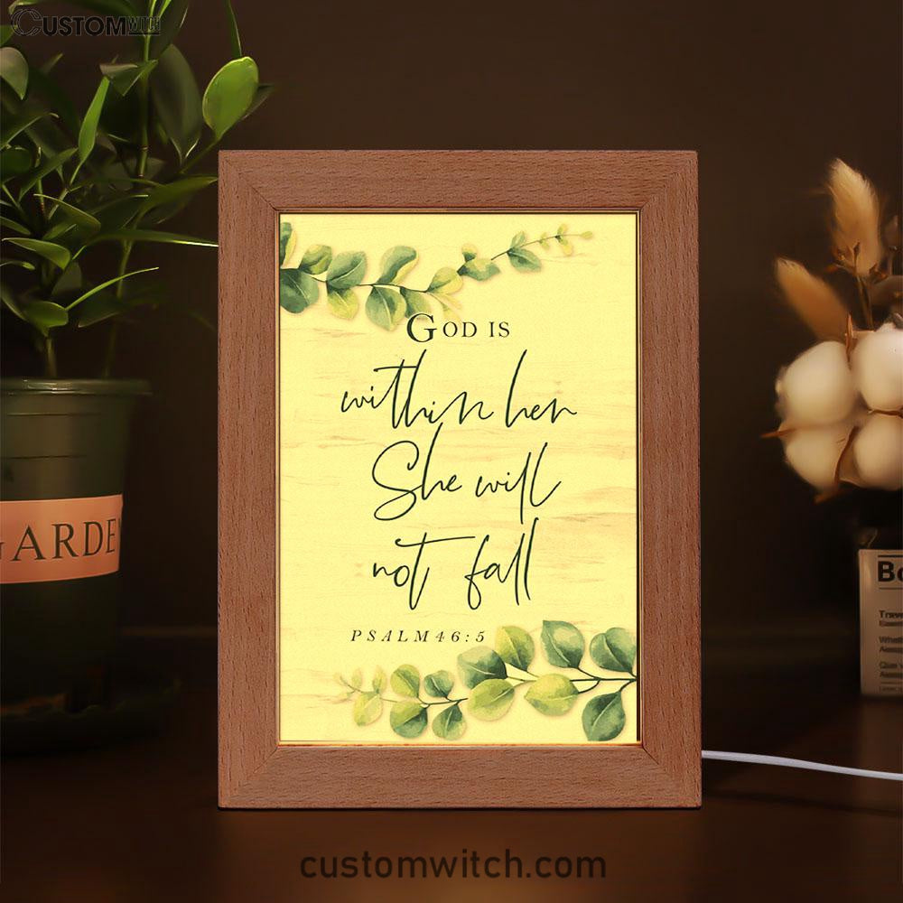 Eucalyptus Leaf Psalm 465 God Is Within Her She Will Not Fall Frame Lamp Art - Christian Night Light - Religious Decor