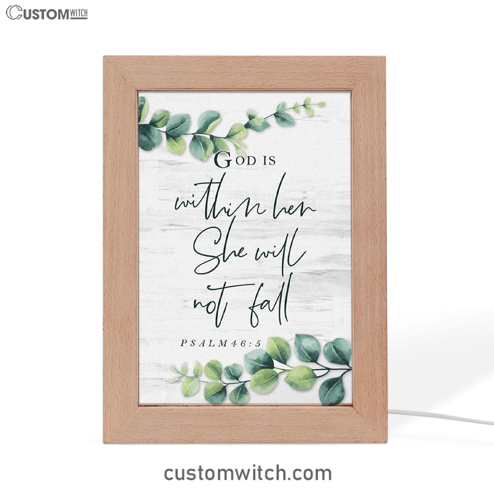 Eucalyptus Leaf Psalm 465 God Is Within Her She Will Not Fall Frame Lamp Art - Christian Night Light - Religious Decor