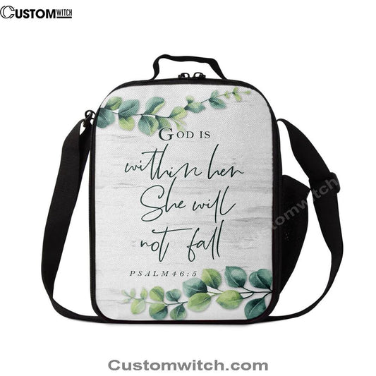 Eucalyptus Leaf Psalm 465 God Is Within Her She Will Not Fall Lunch Bag, Christian Lunch Bag, Religious Lunch Box For School, Picnic