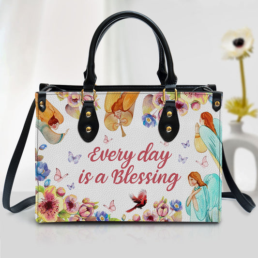 Every Day Is A Blessing Leather Handbag With Handle, Religious Gifts For Women, Women Pu Leather Bag