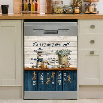 Every Day Is A Gift Lighthouse Butterfly Dishwasher Cover, Christian Dishwasher Magnet Cover, Bible Verse Kitchen Decor