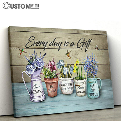 Every Day Is A Gift Purple Rose Flower Garden Large Canvas - Christian Wall Art - Bible Verse Canvas Art