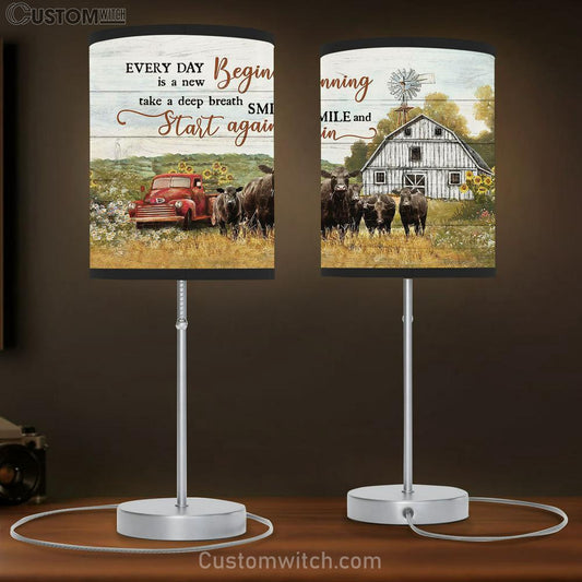 Every Day Is A New Beginning Aberdeen Angus Sunflower Car Table Lamb Gift - Bible Verse Table Lamb - Religious Bedroom Decor