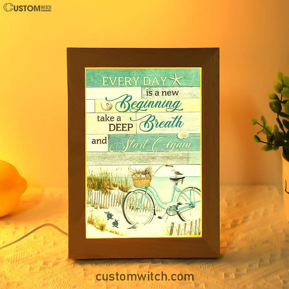 Every Day Is A New Beginning Bicycle Beach Frame Lamp Art - Christian Art - Bible Verse Art - Religious Home Decor