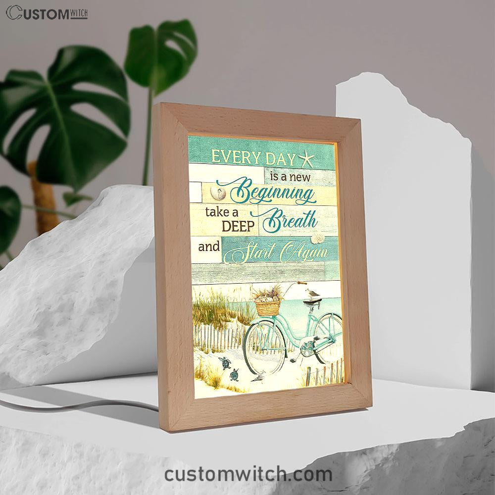 Every Day Is A New Beginning Bicycle Beach Frame Lamp Art - Christian Art - Bible Verse Art - Religious Home Decor