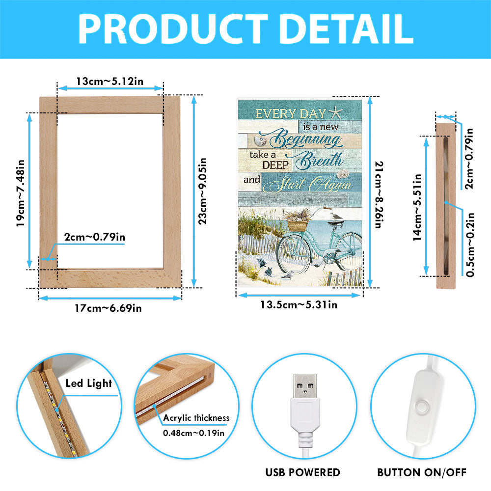 Every Day Is A New Beginning Bicycle Beach Frame Lamp Art - Christian Art - Bible Verse Art - Religious Home Decor