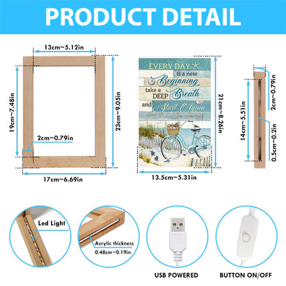 Every Day Is A New Beginning Bicycle Beach Frame Lamp Art - Christian Art - Bible Verse Art - Religious Home Decor