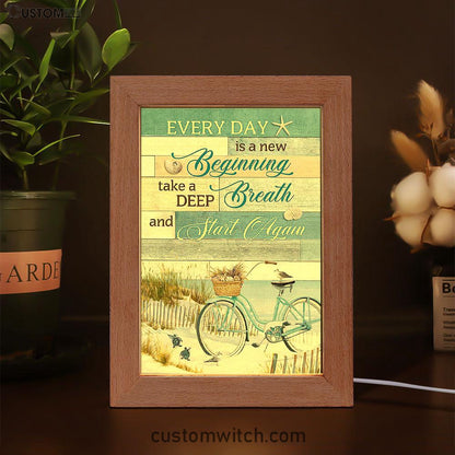 Every Day Is A New Beginning Bicycle Beach Frame Lamp Art - Christian Art - Bible Verse Art - Religious Home Decor
