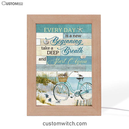 Every Day Is A New Beginning Bicycle Beach Frame Lamp Art - Christian Art - Bible Verse Art - Religious Home Decor