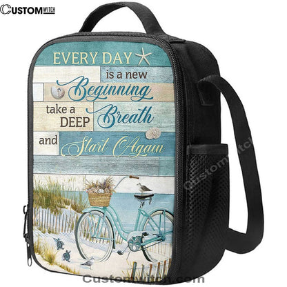 Every Day Is A New Beginning Bicycle Beach Lunch Bag, Christian Lunch Bag, Religious Lunch Box For School, Picnic