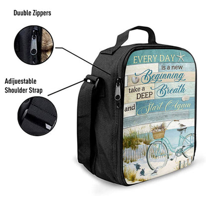 Every Day Is A New Beginning Bicycle Beach Lunch Bag, Christian Lunch Bag, Religious Lunch Box For School, Picnic