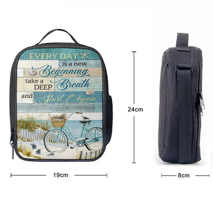 Every Day Is A New Beginning Bicycle Beach Lunch Bag, Christian Lunch Bag, Religious Lunch Box For School, Picnic