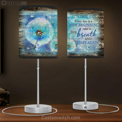 Every Day Is A New Beginning Blue Butterfly Dandelion Table Lamb Gift - Bible Verse Table Lamb - Religious Bedroom Decor