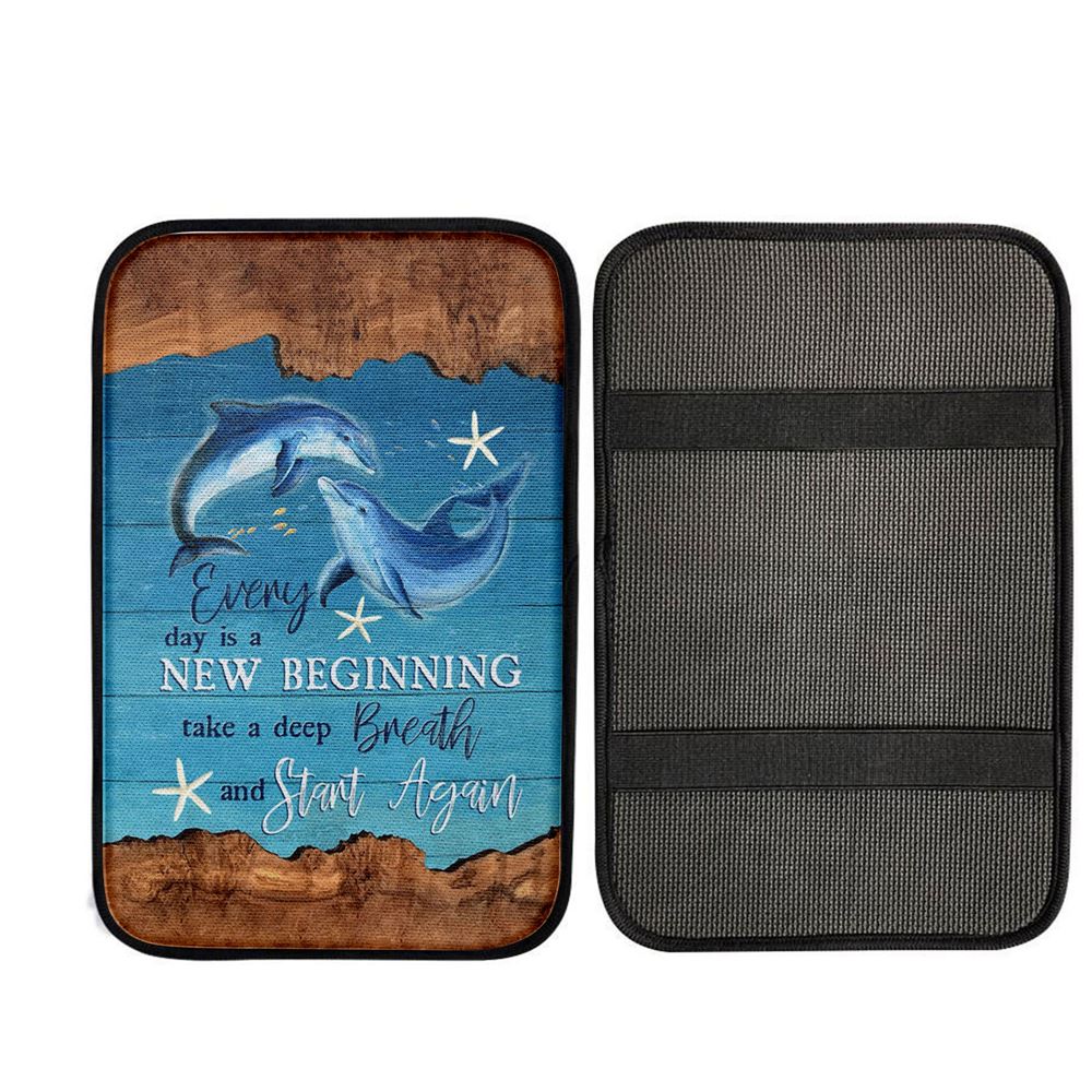 Every Day Is A New Beginning Dolphin Car Center Console Cover, Christian Car Accessories