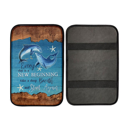 Every Day Is A New Beginning Dolphin Car Center Console Cover, Christian Car Accessories