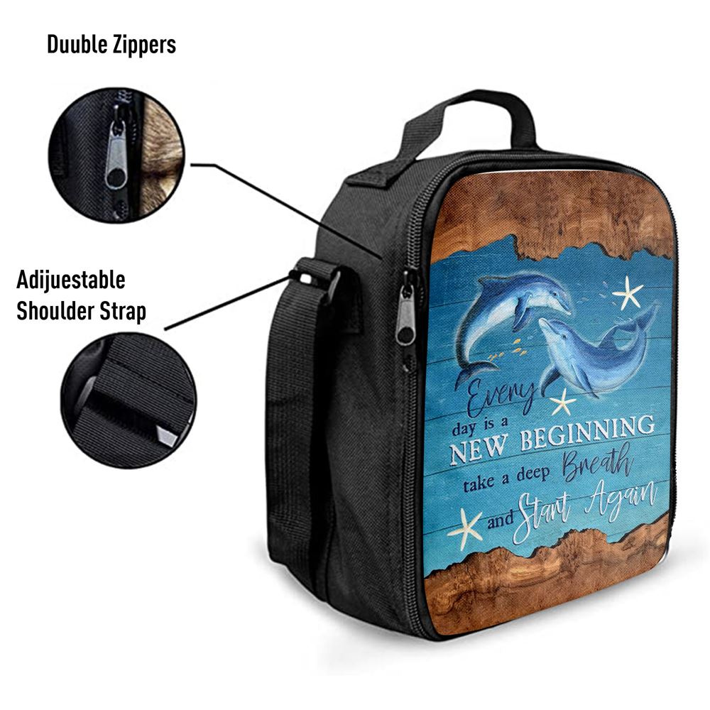 Every Day Is A New Beginning Dolphin Lunch Bag, Christian Lunch Bag, Religious Lunch Box For School, Picnic