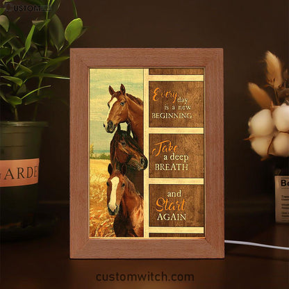 Every Day Is A New Beginning Horses Rice Field Frame Lamp Art - Bible Verse Art - Christian Inspirational Decor