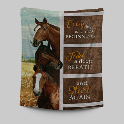 Every Day Is A New Beginning Horses Rice Field Tapestry Art - Bible Verse Wall Art - Christian Inspirational Wall Decor