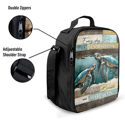 Every Day Is A New Beginning Sea Turtle Deep Ocean White Starfish Lunch Bag, Christian Lunch Bag, Religious Lunch Box For School, Picnic