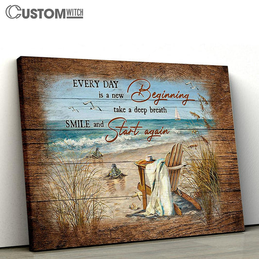 Every Day Is A New Beginning Sea Turtle Wall Art Canvas - Christian Wall Art - Religious Art