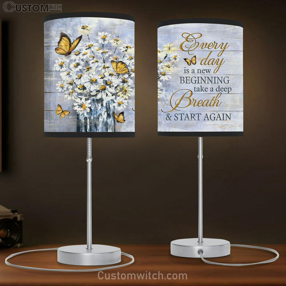 Every Day Is A New Beginning White Daisy Yellow Butterfly Lamb Gift Table Lamb - Christian Lamb Gift - Religious Art