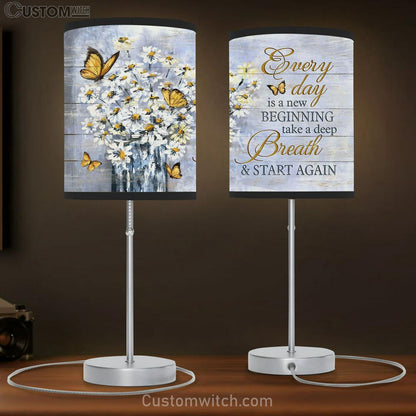 Every Day Is A New Beginning White Daisy Yellow Butterfly Lamb Gift Table Lamb - Christian Lamb Gift - Religious Art
