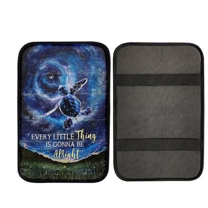 Every Little Thing Is Gonna Be Alright Baby Sea Turtle Car Center Console Cover, Christian Car Armrest Accessories