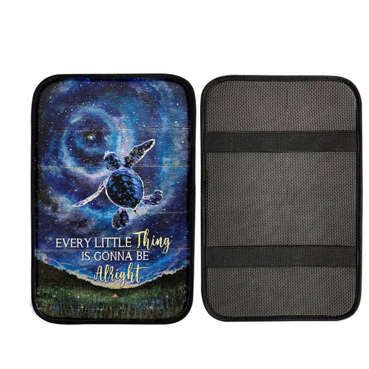 Every Little Thing Is Gonna Be Alright Baby Sea Turtle Car Center Console Cover, Christian Car Armrest Accessories