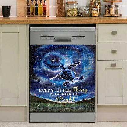 Every Little Thing Is Gonna Be Alright Baby Sea Turtle Dishwasher Cover, Christian Dishwasher Magnet Cover, Bible Verse Kitchen Decor