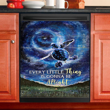 Every Little Thing Is Gonna Be Alright Baby Sea Turtle Dishwasher Cover, Christian Dishwasher Magnet Cover, Bible Verse Kitchen Decor