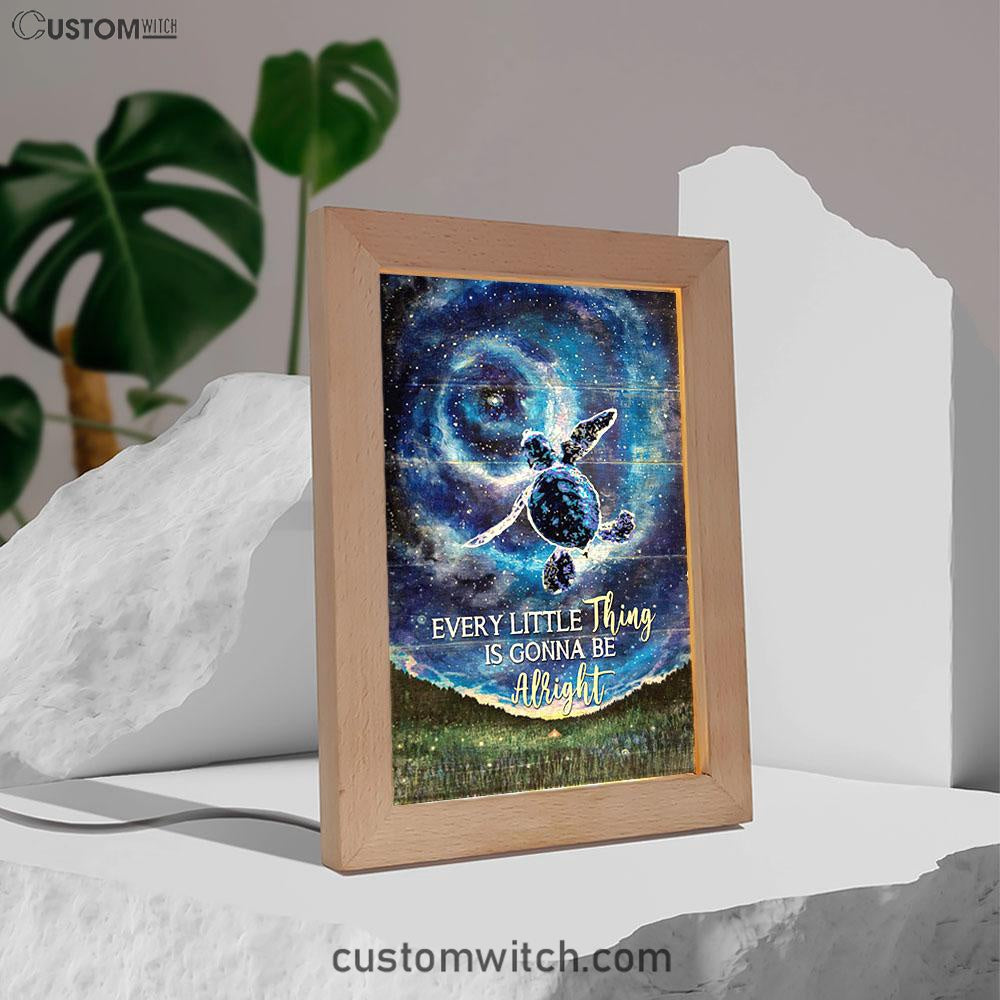 Every Little Thing Is Gonna Be Alright Baby Sea Turtle Frame Lamp Art - Christian Night Light - Bible Verse Wooden Lamp