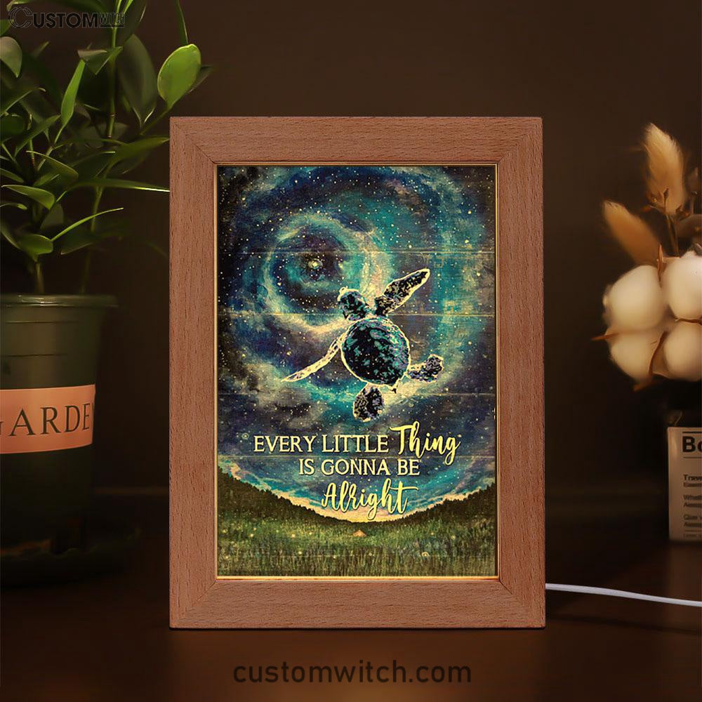 Every Little Thing Is Gonna Be Alright Baby Sea Turtle Frame Lamp Art - Christian Night Light - Bible Verse Wooden Lamp