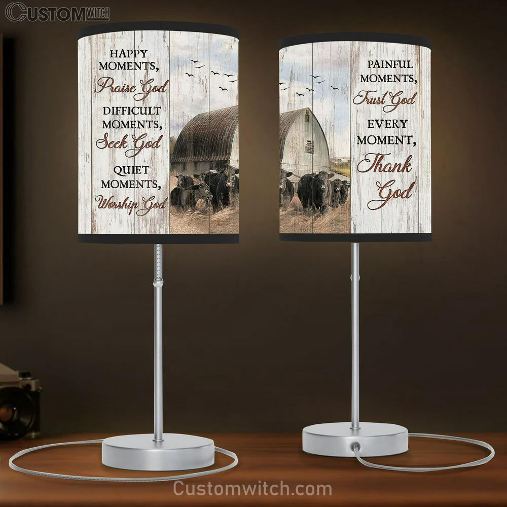 Every Moment Thank God Aberdeen Angus Tranquil Farm Table Lamb Gift - Bible Verse Table Lamb - Religious Bedroom Decor