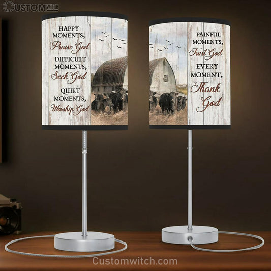 Every Moment Thank God Aberdeen Angus Tranquil Farm Table Lamb Gift - Bible Verse Table Lamb - Religious Bedroom Decor
