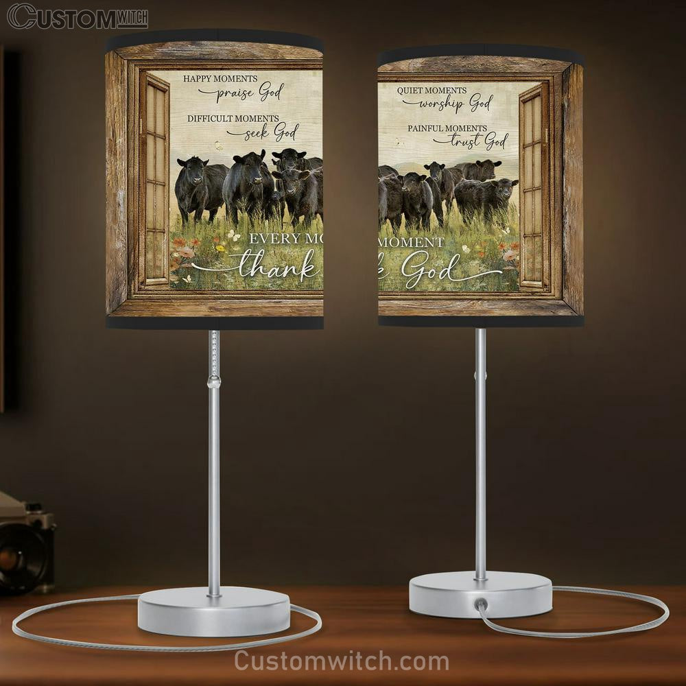 Every Moment Thank God Table Lamb - Black Angus Flower Field Lamb Gift Table Lamb - Christian Lamb Gift - Religious Art