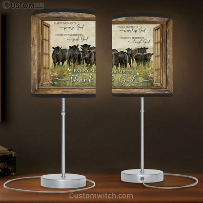 Every Moment Thank God Table Lamb - Black Angus Flower Field Lamb Gift Table Lamb - Christian Lamb Gift - Religious Art