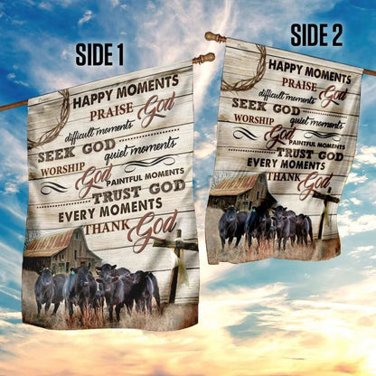 Every Moments Thank God Black Angus Christian House Flags, Christian Flag, Scripture Flag, Garden Banner