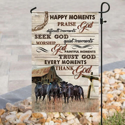 Every Moments Thank God Black Angus Christian House Flags, Christian Flag, Scripture Flag, Garden Banner