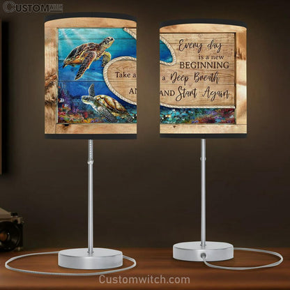 Every day is a new beginning Sea turtle Table Lamb Gift - Bible Verse Table Lamb - Religious Bedroom Decor