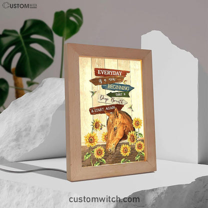Everyday Is A New Beginning Horse Sunflower Garden Hummingbird Frame Lamp Art - Christian Night Light