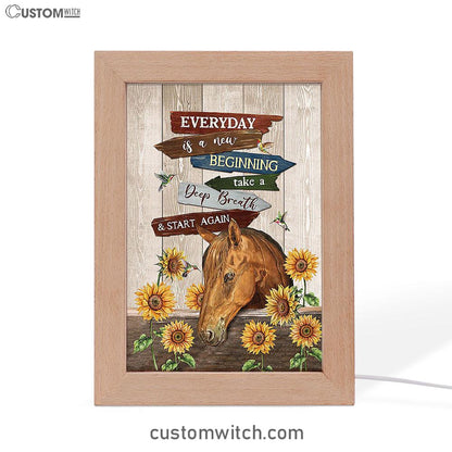 Everyday Is A New Beginning Horse Sunflower Garden Hummingbird Frame Lamp Art - Christian Night Light