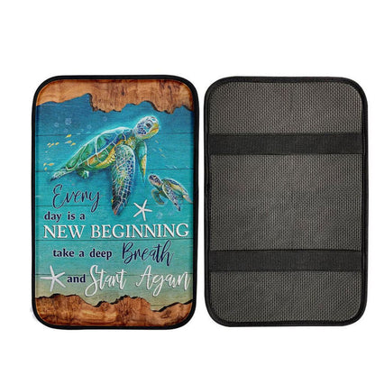 Everyday Is A New Beginning Turtles Car Center Console Cover, Christian Car Armrest Accessories