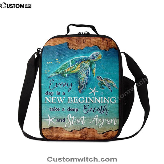 Everyday Is A New Beginning Turtles Lunch Bag, Christian Lunch Bag, Religious Lunch Box For School, Picnic