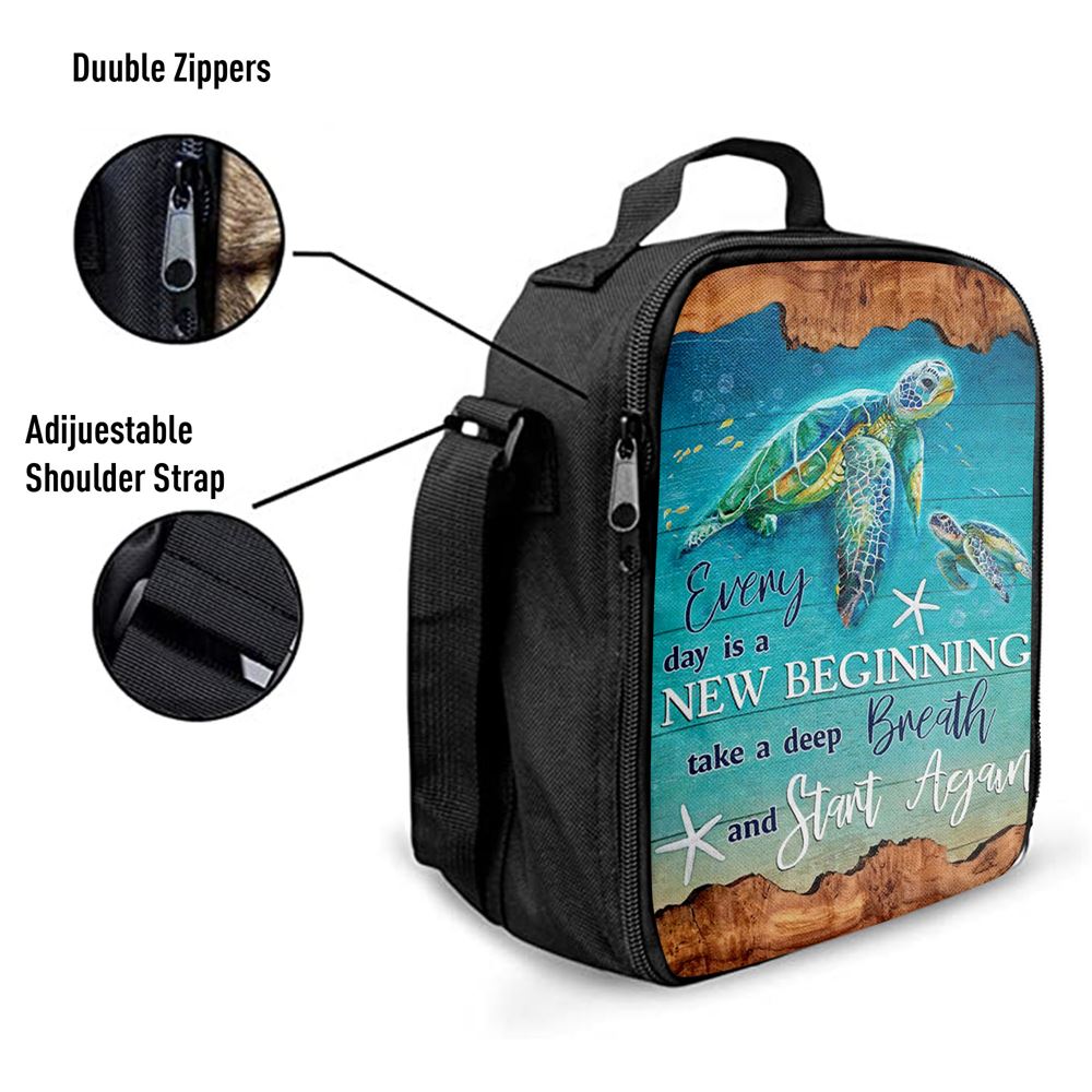 Everyday Is A New Beginning Turtles Lunch Bag, Christian Lunch Bag, Religious Lunch Box For School, Picnic
