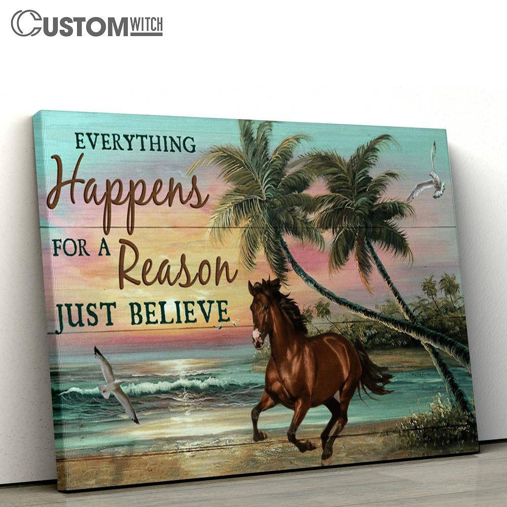 Everything Happens For A Reason Running Horse Canvas Prints - Christian Wall Art - Religious Home Decor