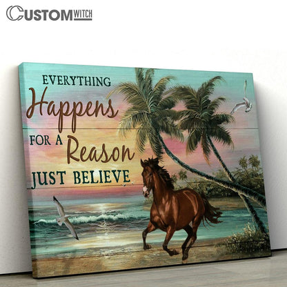 Everything Happens For A Reason Running Horse Canvas Prints - Christian Wall Art - Religious Home Decor