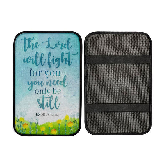 Exodus 1414 The Lord Will Fight For You Christian Car Center Console Cover, Cross Car Interior Accessories
