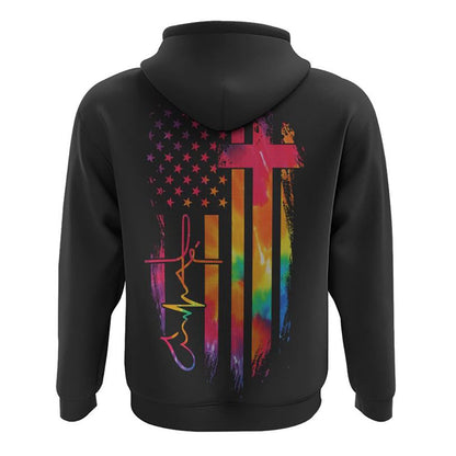 Fé Flag Tie Dye All Over Print 3D Hoodie, Christian Hoodie, Christian Sweatshirt, Bible Verse Shirt