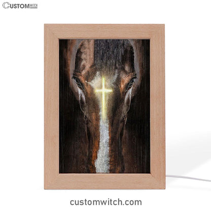 Face Of Horse Beautiful Cross Frame Lamp Art - Bible Verse Art - Christian Inspirational Decor