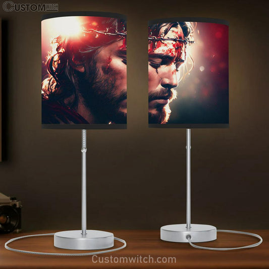 Face Of Jesus Christ Table Lamb Pictures - Faith Art - Christian Table Lamb Gift Decor
